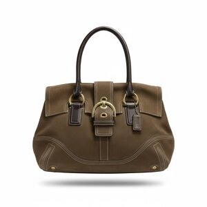 Coach Soho Hampton Olive Brown Suede Leather Shoulder Bag Hobo Purse Vintage Y2K